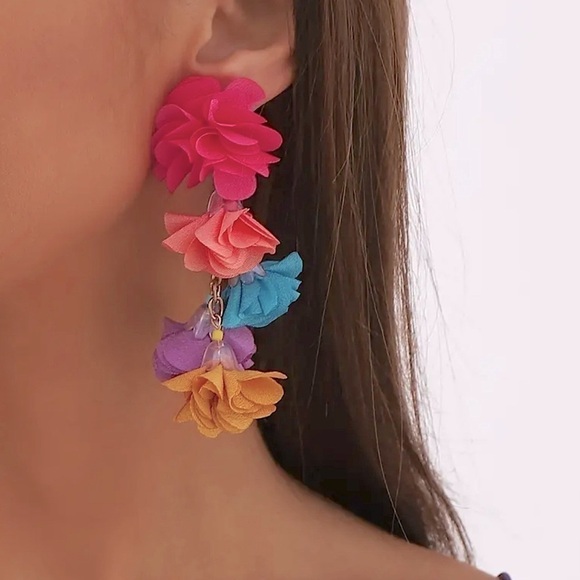Jewelry - Colorful Flower Drop Earrings